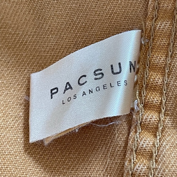 PacSun Mustard Yellow Cropped Jean Jacket Women’s Sz XS Raw Frayed Hem Denim - Picture 11 of 14